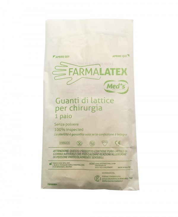 Guanti Chirurgici Farmalatex in Lattice Senza Polvere Sterili Misura 8,5 - 1 Paio