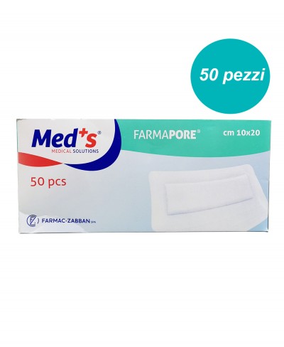 Medicazione Adesiva in Tnt Farmapore Cm 10x20 - Confezione 50 Pezzi Farmac Zabban