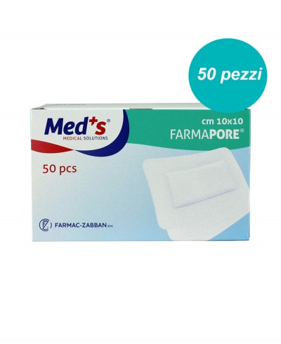 Medicazione Adesiva in Tnt Farmapore Cm 10x10 - Confezione 50 Pezzi Farmac Zabban