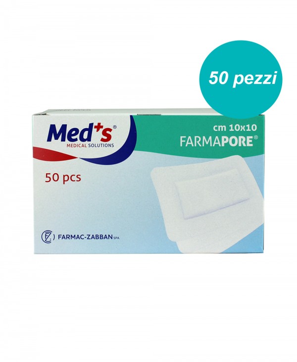 Medicazione Adesiva in Tnt Farmapore Cm 10x10 - Confezione 50 Pezzi