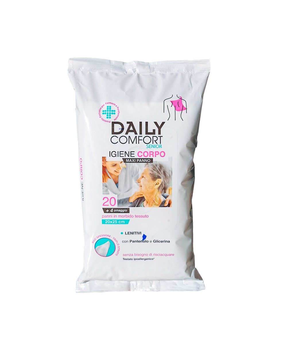 Daily Comfort Senior Igiene Corpo 20 + 4 Omaggio - Panno per Igiene Corpo 20x25 cm