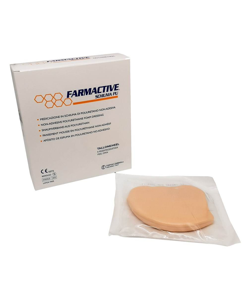 Medicazione Avanzata Sterile Antidecubito per Tallone in Schiuma di Poliuretano Non Adesiva Farmactive Schiuma PU - Confezione 