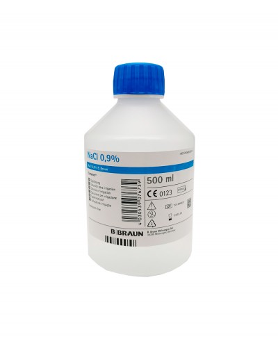 Soluzione Salina Fisiologica Sterile 500ml B.Braun Ecotainer con Tappo - NaCl 0,9% - Per Irrigazione B.Braun