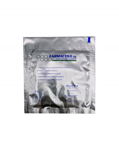 Farmactive Ag Medicazione Avanzata Sterile all'Alginato con Argento cm 10x10 - Confezione 10 pezzi