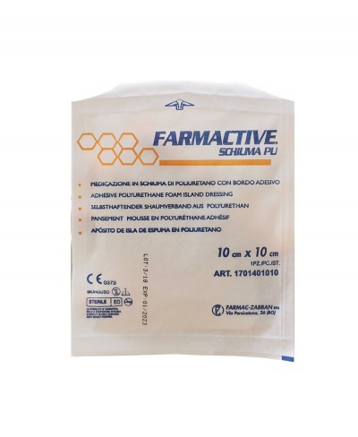 Medicazione Avanzata Sterile Antidecubito in Schiuma di Poliuretano Adesiva Farmactive Schiuma PU 10x10 Cm - 10 Pezzi