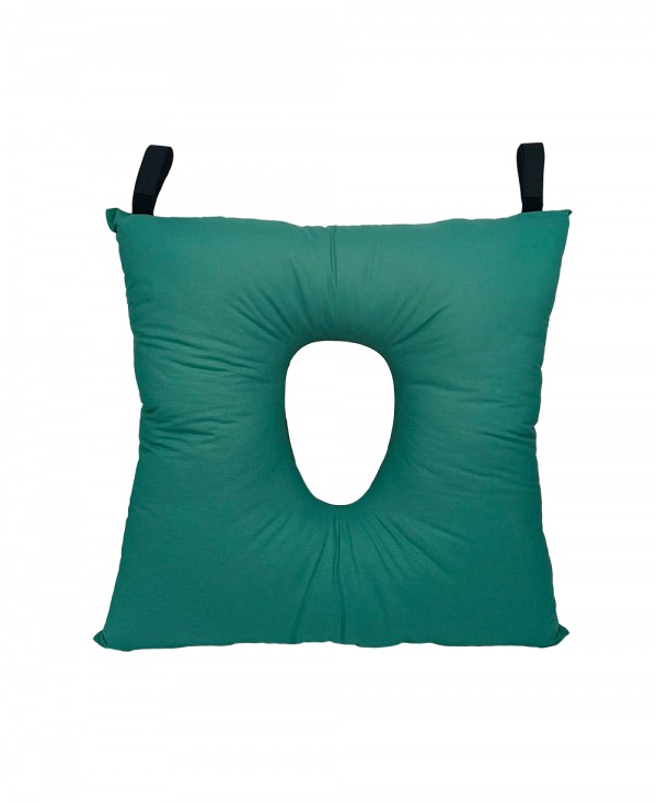 Cuscino Antidecubito in Fibra Cava Siliconata con Foro Centrale Colore Verde - cm 45 x 45