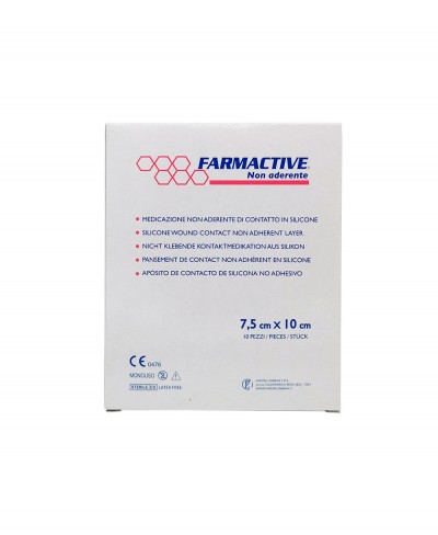 Medicazione Sterile in Silicone Farmactive non Aderente 7,5 x 10 cm - Confezione 10 pezzi