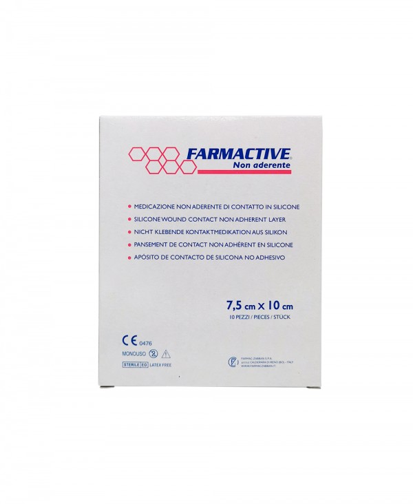 Medicazione Sterile in Silicone Farmactive non Aderente 7,5 x 10 cm - Confezione 10 pezzi