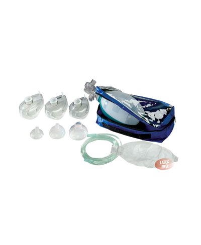 Kit Rianimazione Adulti con Pallone in Silicone, Maschera Mis.0/1/2/3/4/5, Reservoir e Borsa per il Trasporto Fazzini