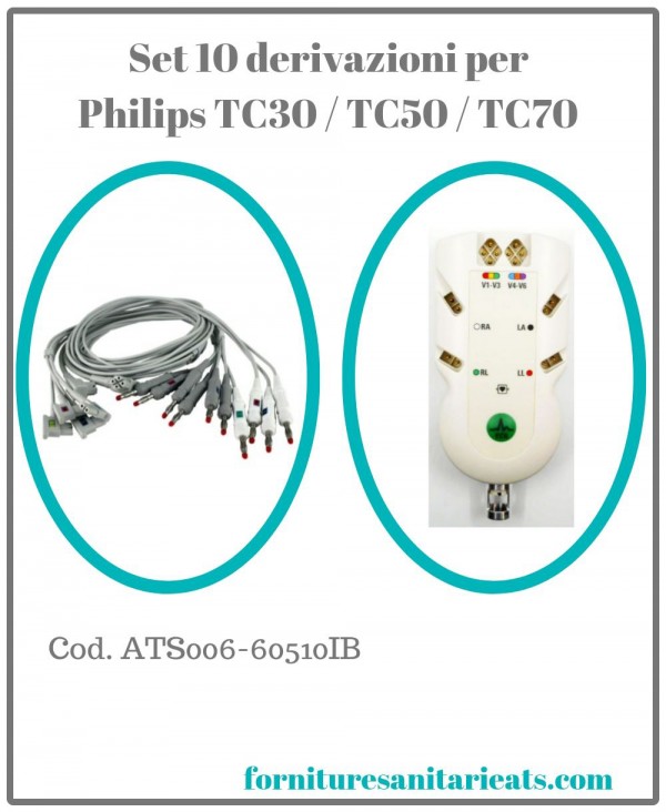 Cavo Paziente 10 terminali cod.989803151651 per Elettrocardiografo Philips Tc 30, Tc 50, Tc 70